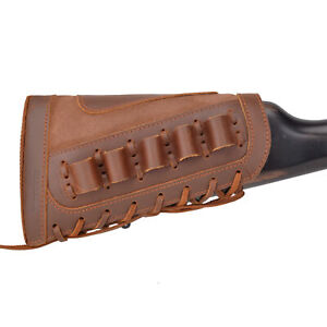 Padded Leather Gun Buttstock Shotgun Shell Holder Cover For 12GA USA Stock