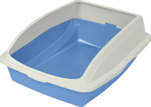 Pets Large High Sided Cat Litter Box with Frame, Blue, CP4