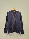 Vtg Ralph Lauren RUGBY Sweater Cardigan Mens Size SMALL navy Maroon Long Sleeve