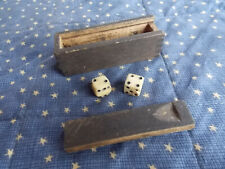 Civil War era antique Bone Dice. Tiny sliding lid wood box. Soldier gambling