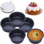 4 Inch Cake Pan Set of 5 Nonstick round Cake Pans with 100 Pieces Parchment Pap