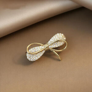 Exquisite Bowknot Rhinestone Brooch Pin Buckle for Womens Collar Decoration Gift