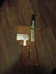 New ListingRare Vintage Kabar Knife And Hatchet  Set Stag Handles And Sheath