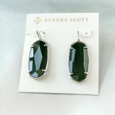 FREE SHIPPING Kendra Scott Faceted Elle Black Opaque Glass Silver Drop Earrings
