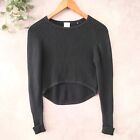 CAbi Sweater Womens Small Crop Prep Pullover Hi Low Knit Ribbed Long Sleeve