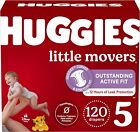 Huggies Size 5 Diapers, Little Movers Baby Diapers, Size 5 (27+ lbs), 120 Coun
