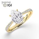IGI, 3.00 CT, Solitaire Lab-Grown Pear Diamond Engagement Ring, 18K Yellow Gold