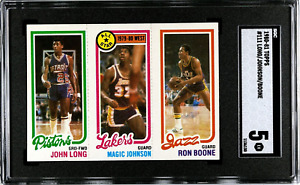 1980 Topps Magic Johnson Rookie Card SGC 5 John Long Ron Boone Lakers (5202)