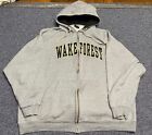 Vintage 90s Wake Forest University Hoodie XXL Full-Zip Sweatshirt Grunge Gray