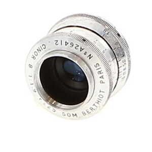 SOM Berthiot 25mm f/1.9 Cinor B Lens for C-Mount, Chrome {23mm Front Thread}
