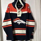 Denver Broncos ‘47 Brand Hockey Style Pull Over Hoodie Mens Size Large New