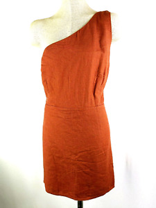 NWT Abercrombie & Fitch One Shoulder Linen Dress Brown Size XL Petite XLP