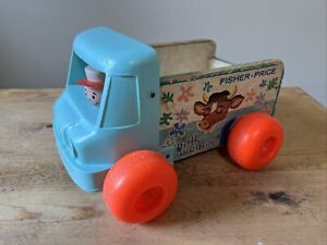Vintage 1965 Fisher Price MILK WAGON Truck Pull Toy #131 Wood Collectible