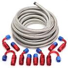 20FT AN-6 -6AN AN6 3/8 Fitting Stainless Steel Braided Oil Fuel Hose Line Kits