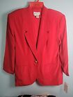 Vintage Sunny Leigh  Red 100% Silk Blazer Gold Button Size L  Nwt