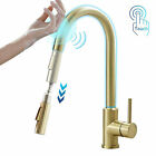 Sensor Touch Kitchen Sink Faucet with Pull Out Sprayer Mixer Tap Stainless Steel