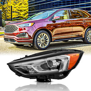 For 2019-2021 FORD Edge Chrome Headlight Halogen Assembly WO/ DRL Driver Side