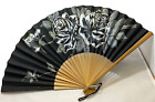 LOT 4 Antique Asian HAND PAINTED FANS Paper Silk Bamboo Wood Florals Gilt VTG