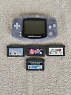 New ListingNintendo Gameboy Advance Clear Glacier #AGB-001 Game System ~ Tested ~ 4 Games
