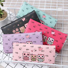 Cute Owl Cartoon Faux Leather Trifold Wallet Cash Coin Long Purse Card Holder US