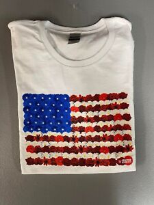 Ladies American Flag with Flowers T-Shirt