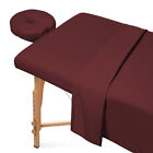 3pc Flannel Massage Table Sheet Set - Cotton Spa Facial Bed Covers - Burgundy
