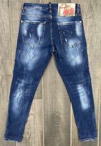 DSQUARED2 Italy Dark Ripped Red & Blue Spots Wash Cool Guy Jeans Denim 470 $1030