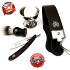 Deluxe 5 Pc Shave Ready Straight Edge Razor Shaving Set Kit For Men XMAS Gift