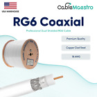 Outdoor RG6 Coaxial Cable 18AWG Coax Bulk Dual Shield Wire Satellite TV White