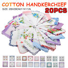 20Pcs Vintage Floral Flowers Bird Handkerchief Cotton Square Hanky Ladies Women