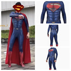 Man of Steel Superman Jumpsuit Bodysuit W/ Cape Halloween Cosplay Costume