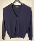Johnston of Elgin Made in Scotland Cardigan Sweater-Navy Blue-MOP Buttons-Sz XL