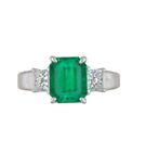 GIA 2.09ct Colombian Emerald Three-stone ring w/ Diamonds in Platinum - HM2045BE