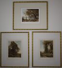 TRIO of original Mezzotints by listed artist C. Fitzgerald after Corot, 1922