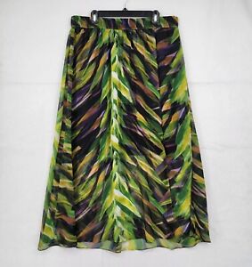 Lane Bryant Skirt Women's 18/20 Green Tropical Sheer Maxi Elastic Waist Pull On