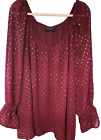 Lane Bryant Red Sheer Gold Sparkle Blouse 3X