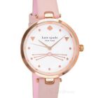 KATE SPADE NY Womens Holland Cat Whisker Watch White Rose Gold Pink Leather Band