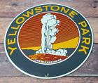 VINTAGE YELLOWSTONE NATIONAL PARK PORCELAIN GAS SERVICE STATION PUMP PLATE SIGN
