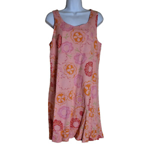 Fresh Produce Tank Dress Size M Pink Floral Ruffled Hem Cotton Knit