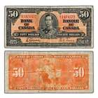$50 1937 Bank of Canada Note Gordon-Towers B/H Prefix BC-26b - Writing