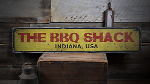 The BBQ Shack, Custom BBQ Gift for Dad - Rustic Distressed Wood Sign