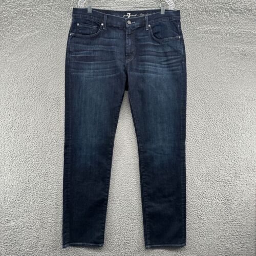 7 For All Mankind Jeans Mens 36 Blue The Straight Dark Wash Denim Actual 38x33