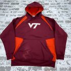 Vintage Virginia Tech Hokies Hoodie Men Large Marron Sweatshirt Sweater Faded Y2
