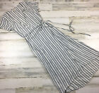Billabong Womens Wrap Dress Medium Short Sleeve Blue Stripe Midi Cotton