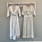 Antique Edwardian White Cotton Lace Lawn Dress Lot of 2 As-Found 1900s Dresses