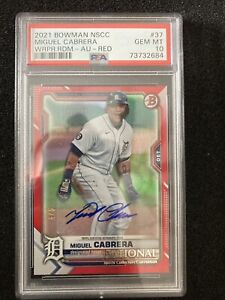 2021 Topps Bowman The National Silver Pack Miguel Cabrera Red Auto #4/5  PSA 10!
