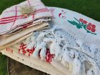 Antique Hungarian Linen fabric bundle Embroidered Tablecloth Bedspread Lot