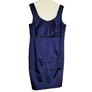 Dress Barn Collection Dress Women's 16 Blue Shimmer Beaded Back Zip Baby Doll