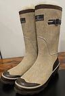 ARTIC SHIELD TALL LINED RUBBER RAIN SNOW BOOTS Sz 9 Brown Tweed Design (K)
