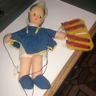 VINTAGE KNICKERBOCKER 1964 Bobbie Blue Toy Marionette Doll 13”RARE puppet